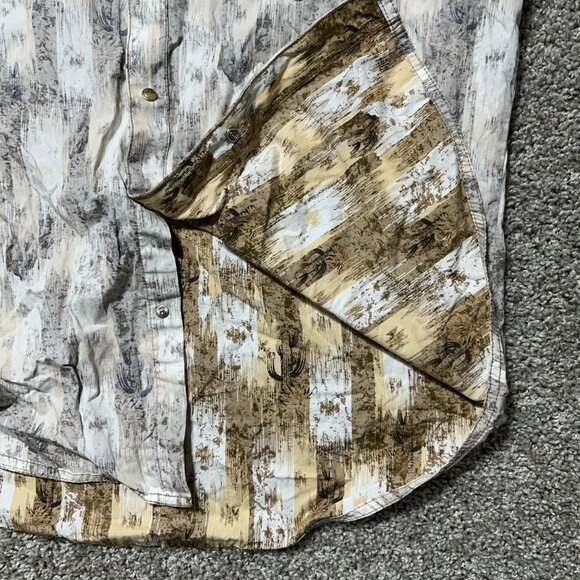 Wrangler Mens XL Retro Premium Western Button-Up Shirt Cactus Print Long Sleeve - Picture 5 of 10